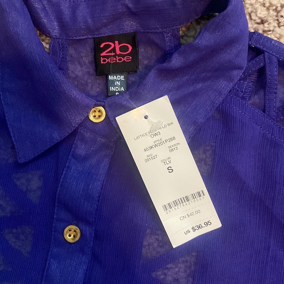 ★NWT★ 2B BEBE Sheer Top - Size Sm - Picture 8 of 9